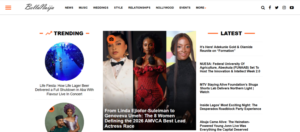 Bellanaija lifestyle blogging platform in Nigeria